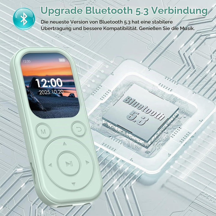 64 GB MP3-Player mit Bluetooth 5.3, tragbarer Musik-Player mit HiFi-Klangqualität und FM-Radio, 300
