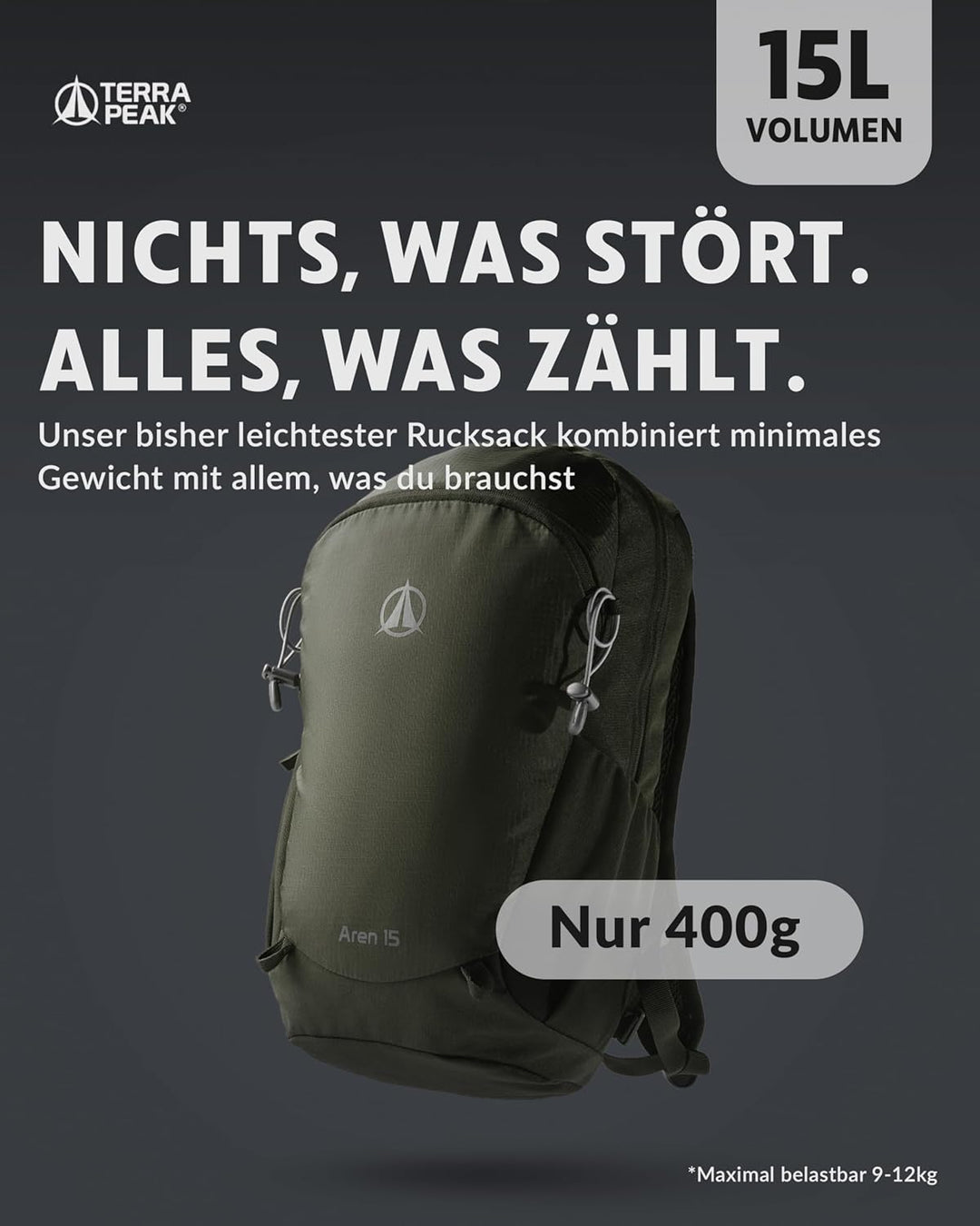 Terra Peak® Premium Wanderrucksack 15L (AREN) für Damen & Herren klein & extra leicht mit Rückenbelü