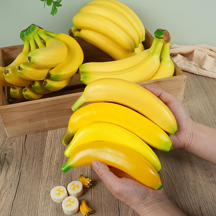 10PCS Künstliche Bananen,Banane Realistische Früchte Künstliche Lebensechte Banane Deko Gefälschte F