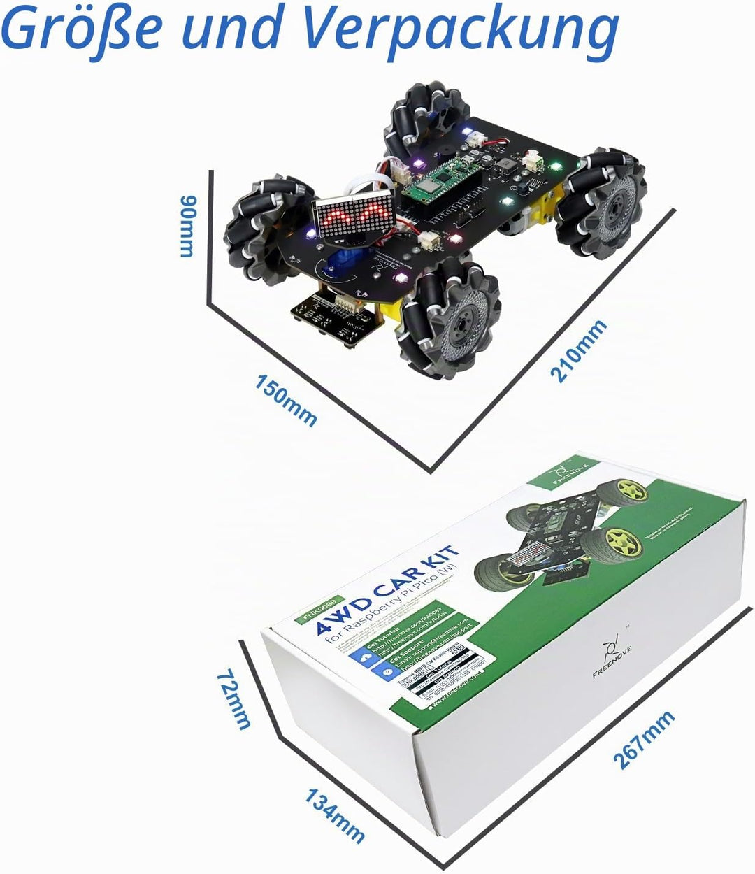 Freenove Mecanum Wheel Car Kit for Raspberry Pi Pico W (Included) (Compatible with Arduino IDE), Dot