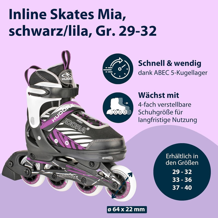 HUDORA Inliner Mia/Leon - Inliner für Kinder, Jugendliche und Erwachsene - Verschiedene Grössen - Ro