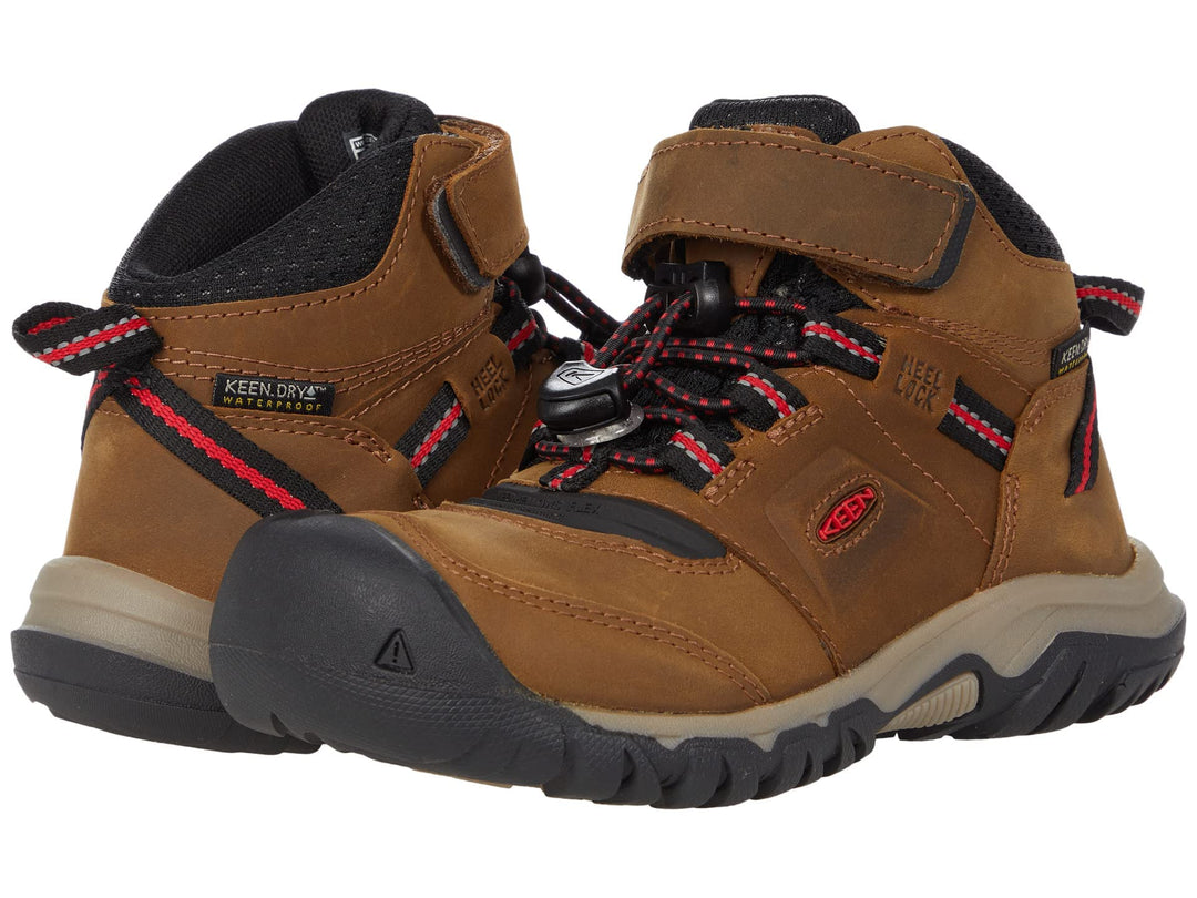 KEEN Unisex-Kinder Ridge Flex Mid wasserdichte Wanderstiefel 29 EU Bison Red Carpet, 29 EU Bison Red