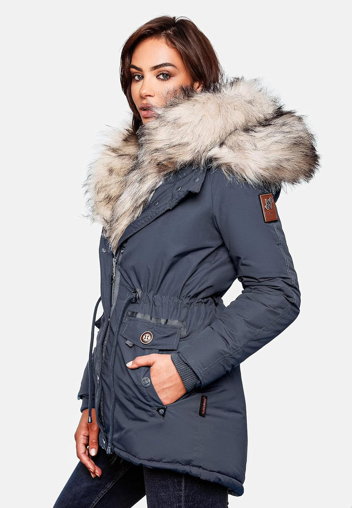 Navahoo Damen Warmer Winterparka mit Kapuze Sweety XS-XXL XS Navy, XS Navy