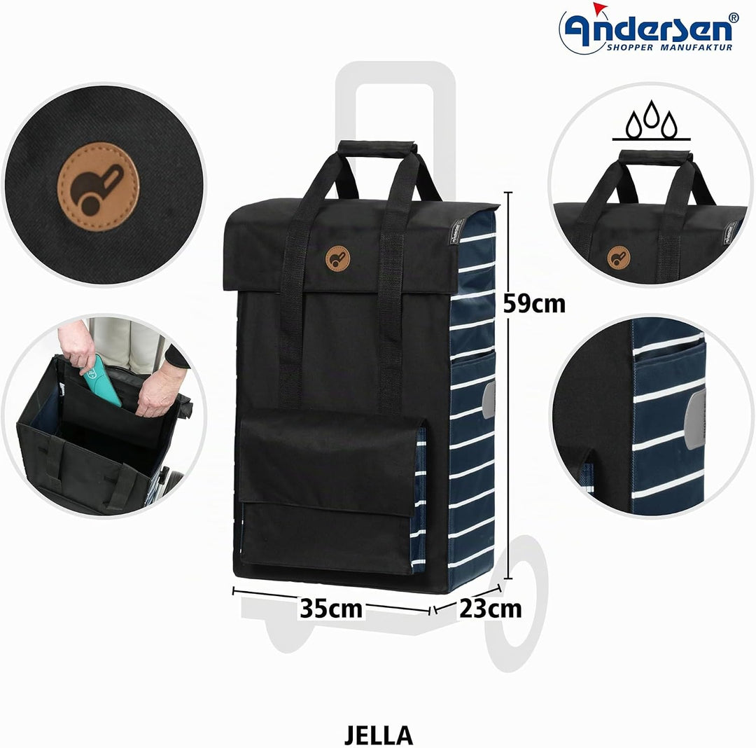 Andersen Einkaufstrolley Ersatztasche - 51 Liter - Seiten- &amp; Fronttasche - Tragegriff - extra Innenf