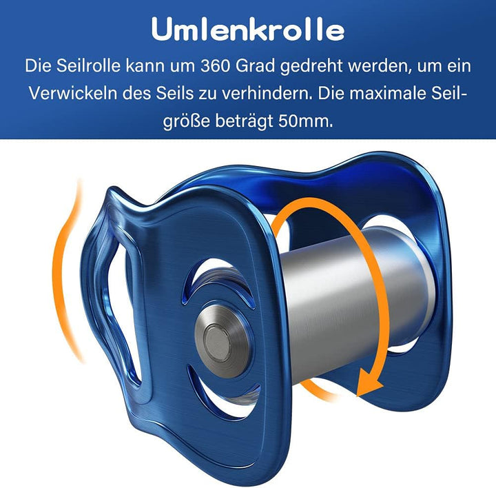 Slackline-Set mit Seilrolle + Baum Schutz, 15m Slackline, Pully-Zubehör für Hindernisparcours, Slack