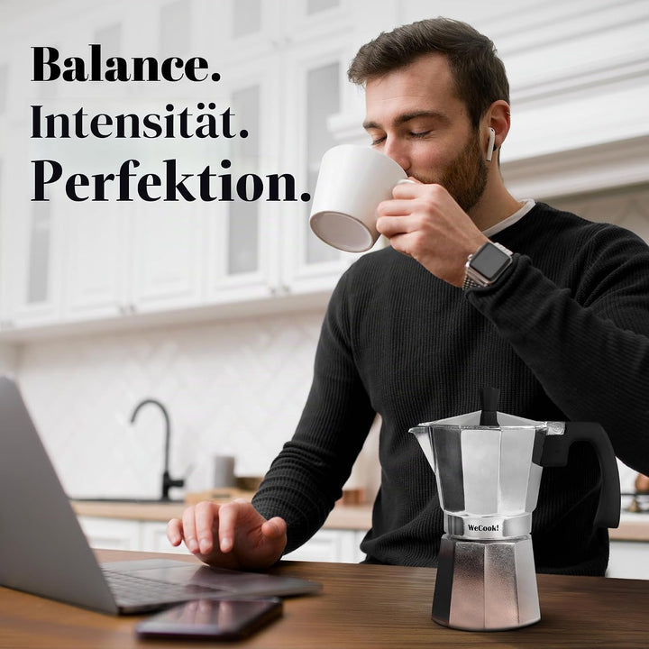 WECOOK! Paola – Espressokocher Aluminium 9 Tassen | Geeignet für Gas-, Elektro- und Glaskeramikherde