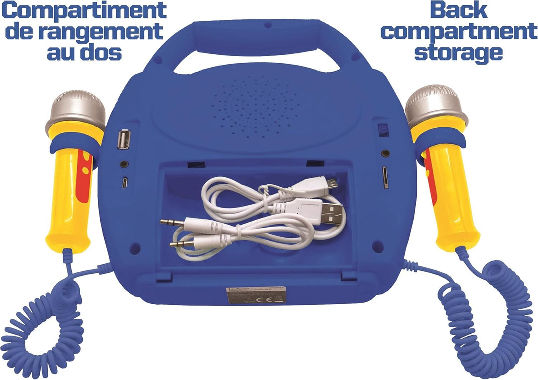 Lexibook - Paw Patrol - Tragbarer digitaler Karaoke-Player für Kinder - Mikrofone, Lichteffekte, Blu