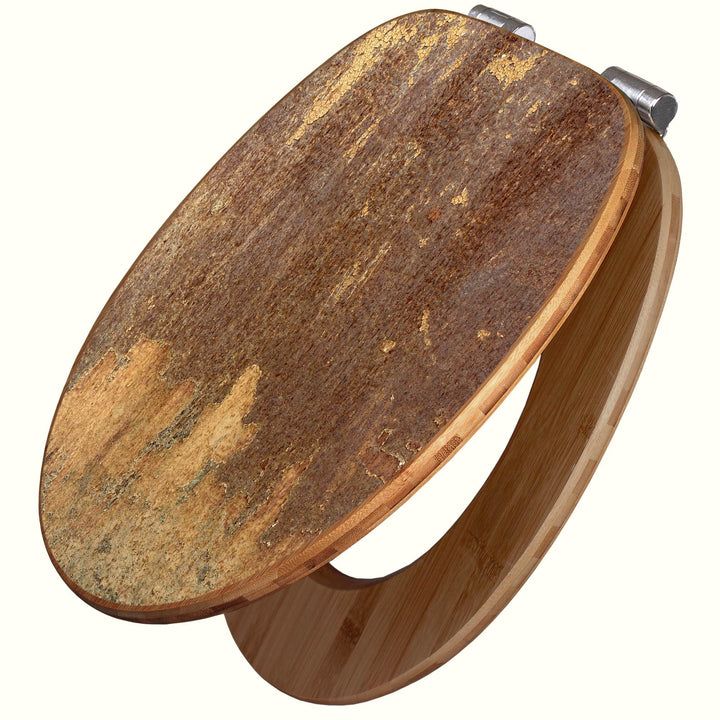 banjado Design WC Sitz Bambus Absenkautomatik 45,8x37,5cm - Toilettendeckel mit Absenkautomatik Holz
