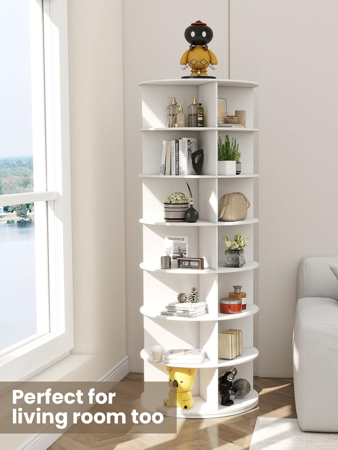 7 Tier Drehbarer Schuhregal 360° drehbares Display weisser Lazy Susan-Organizer Spining Shoe Rack To