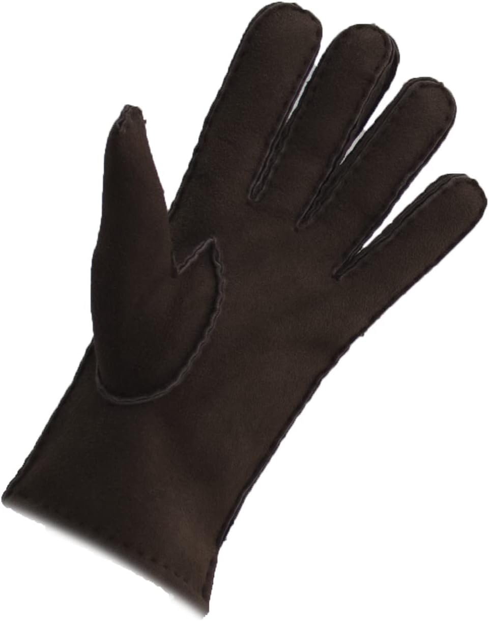 Reissner Lammfelle warme Merino Lammfell Handschuhe für Damen und Herren HDS-FINGER1 in beige, braun