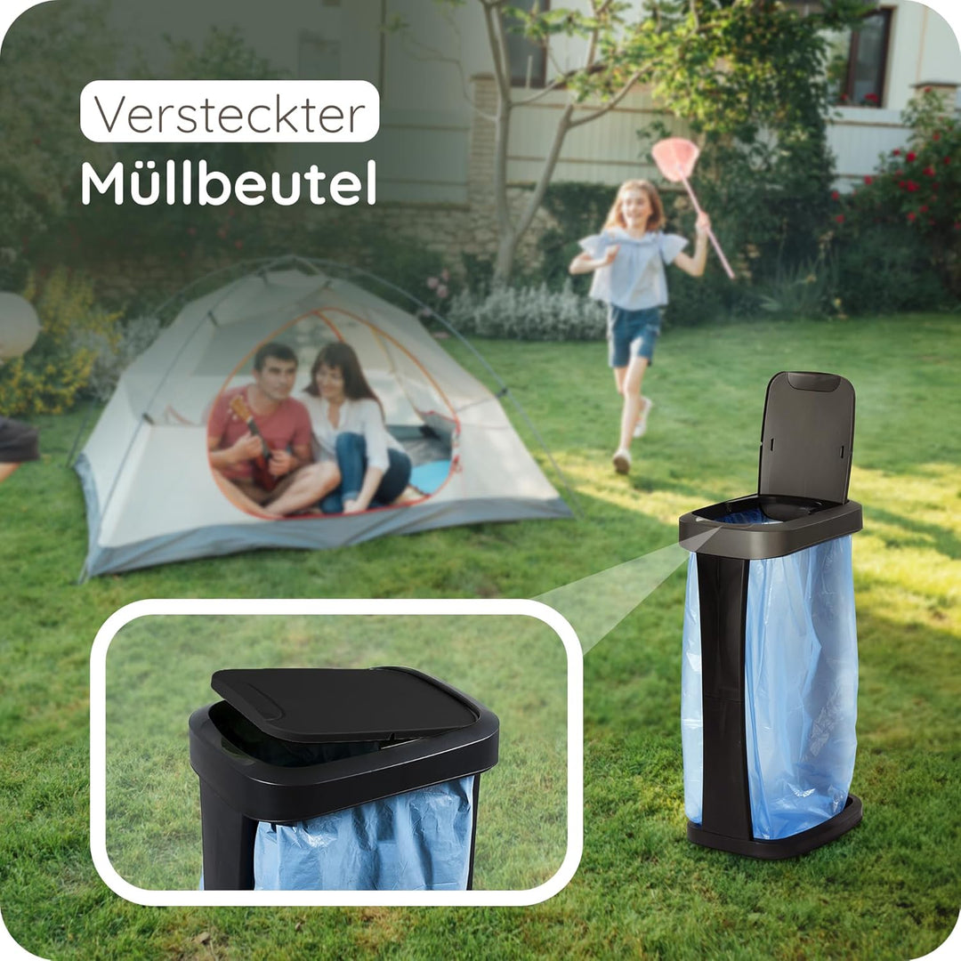 Novaliv 3 Stück Müllsackständer mit Deckel für 70L-120L Müllsäcke, extra Robust &amp; Fester Stand Outdo