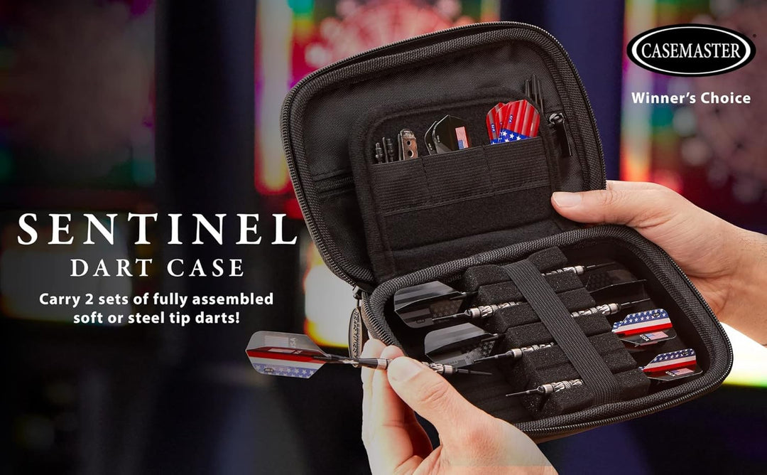 Casemaster, Sentinel Dartetui mit EVA-Schaumstoff-Aussenhülle, bietet Platz für 6 Dartpfeile und zus
