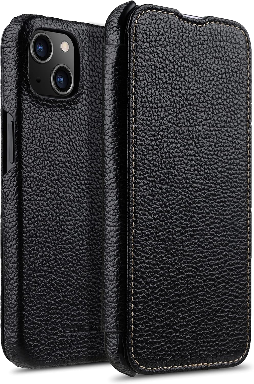 STILGUT Book Case kompatibel mit iPhone 13 Mini (5.4“) Hülle aus Leder zum Klappen, Klapphülle, Hand