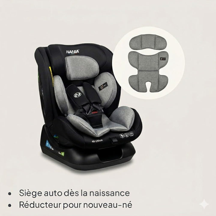 Nania Prato Kinderautositz – I-Size 40-150 cm – mitwachsend bis ca. 12 Jahre – Befestigung für Siche