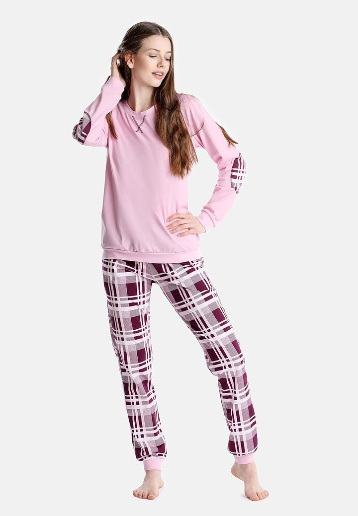 Merry Style Damen Schlafanzug MS10-168 XXL Rosa-kariert, XXL Rosa-kariert