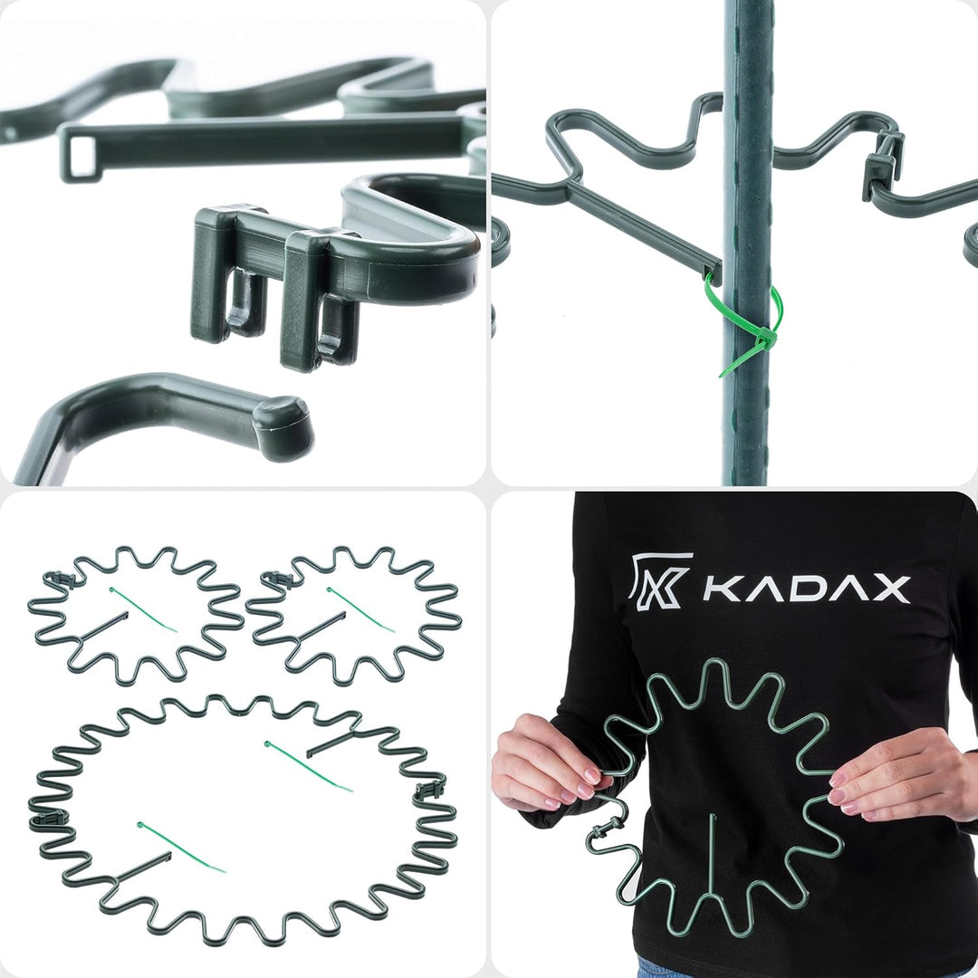 KADAX Staudenhalter Ø 21 cm im 20er Set, Pflanzenhalter Rund mit Kabelbinder, Hortensienhalter aus K