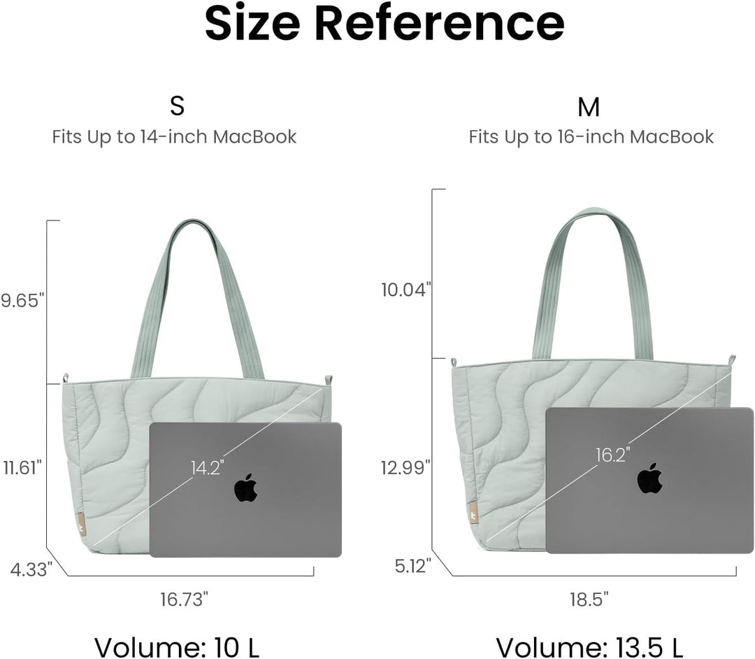 tomtoc Puffer Laptop Tragetasche für Damen, 13,5L Tote Bag für 15-16 Zoll Macbook, Leichte Schultert