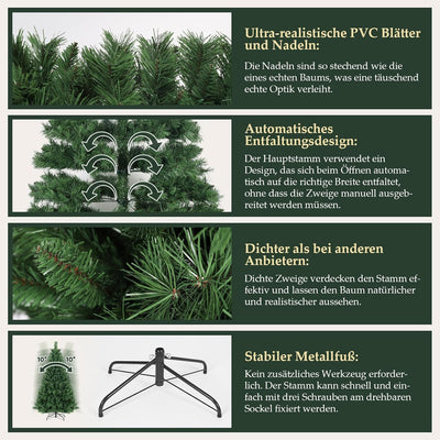 SALCAR Weihnachtsbaum Künstlich 180 cm, Künstlicher Tannenbaum mit Handschuhen und Metallständer, We