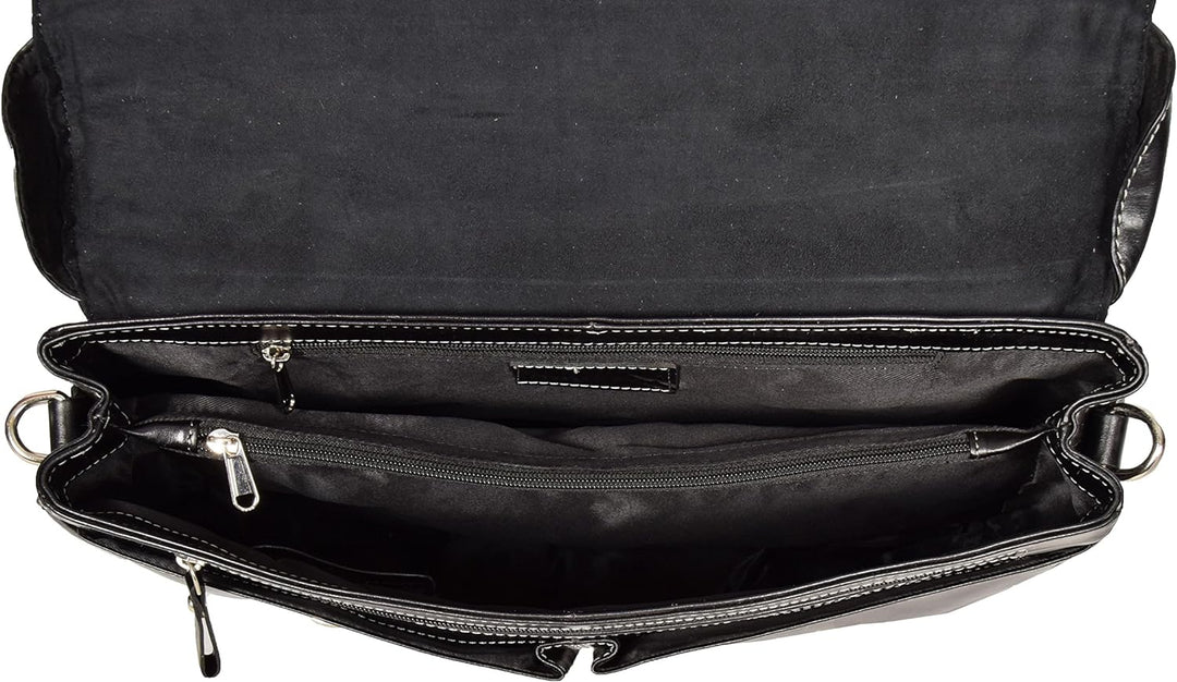 A1 FASHION GOODS Herren Echtes SCHWARZ Leder Aktenkoffer-Laptop Datei Fall Schulranzen Büro Business