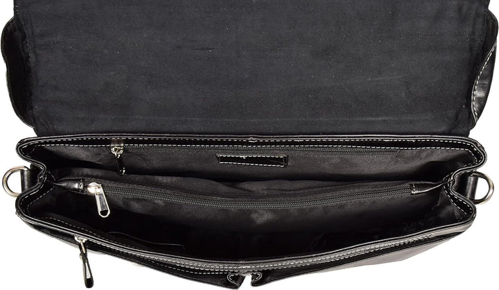 A1 FASHION GOODS Herren Echtes SCHWARZ Leder Aktenkoffer-Laptop Datei Fall Schulranzen Büro Business