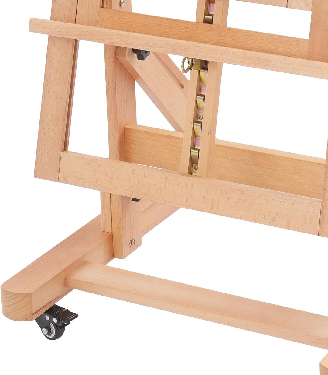 Staffelei Holz Einstellbar 140-300cm Staffeleien Gross mit Rädern, waagerecht und senkrecht malen, f