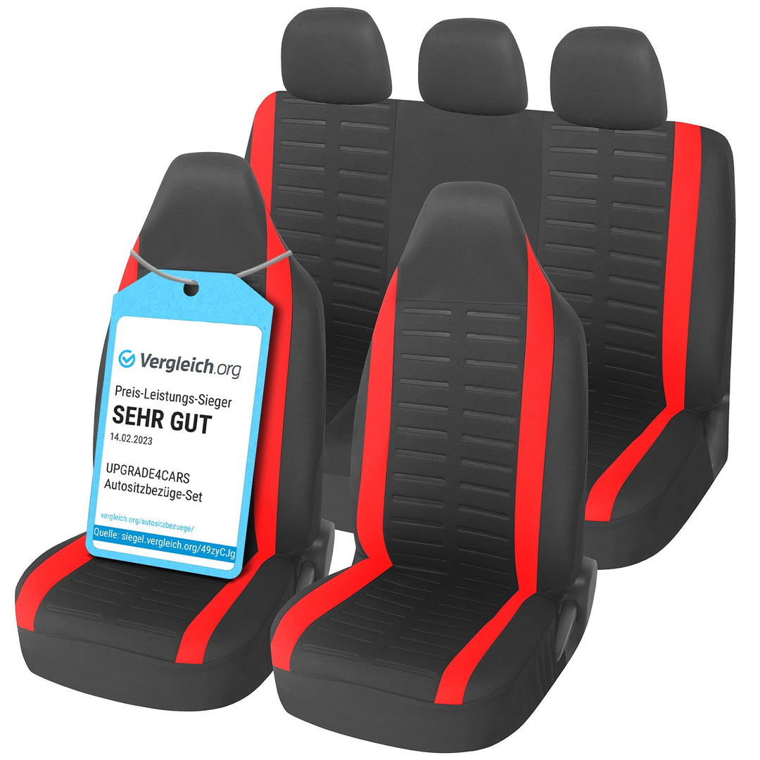 Upgrade4cars Autositzbezüge Set für Pilotensitze | Autositzbezug Komplettset in Rot | Autoschonbezüg