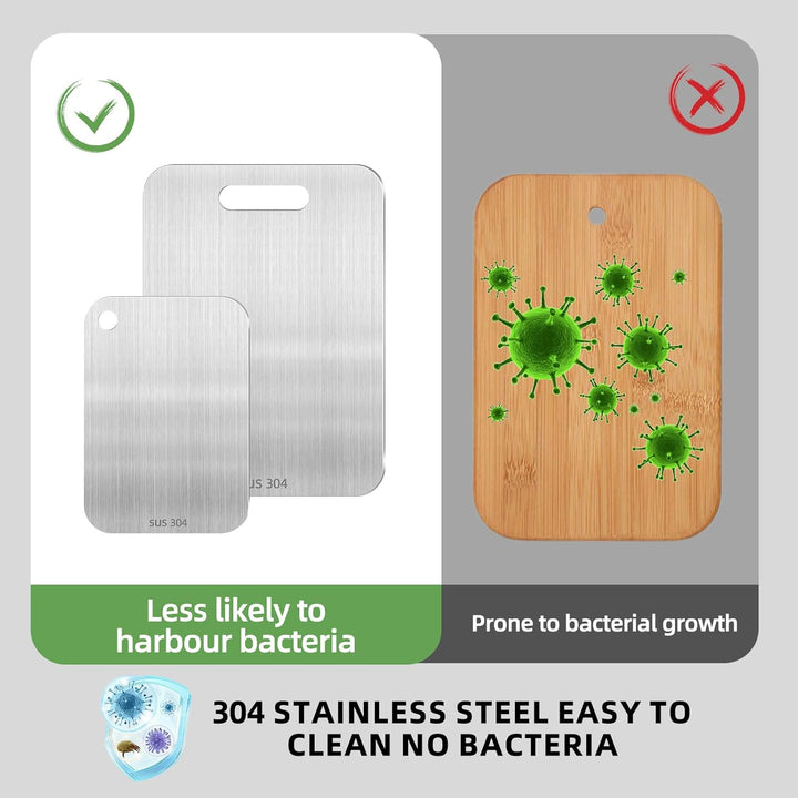 2 Stück Titan Schneidebrett, 304 Schneidebrett Edelstahl Titanium Cutting Board Doppelseitiges Leben