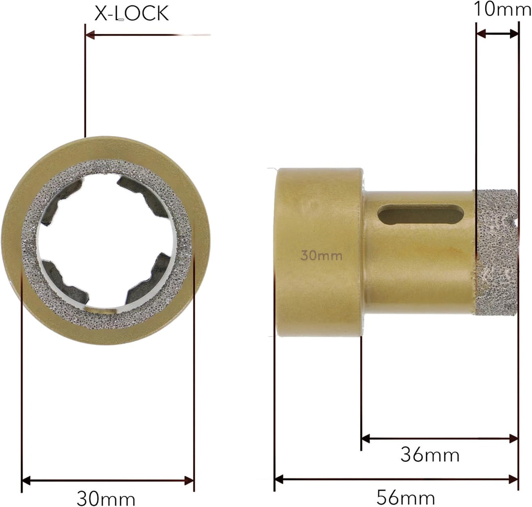 PRODIAMANT Diamant Fliesenbohrer 30 mm passend für X-Lock Aufnahme – Trockenbohrer für Feinsteinzeug