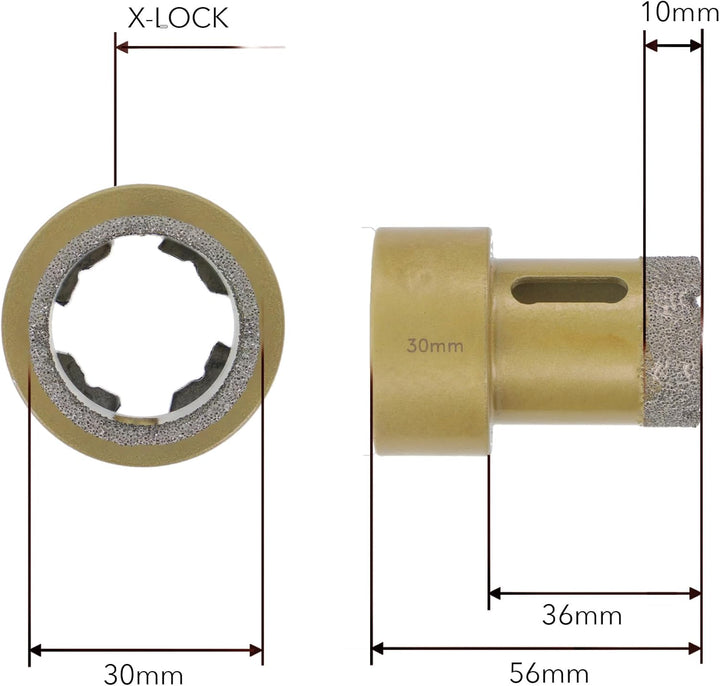 PRODIAMANT Diamant Fliesenbohrer 30 mm passend für X-Lock Aufnahme – Trockenbohrer für Feinsteinzeug