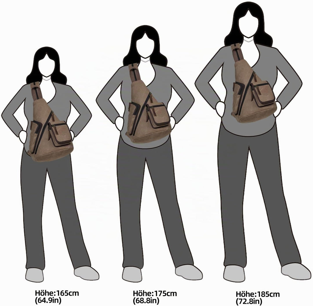 KL928 Canvas Sling Bag Herren und Damen, Crossbody Brusttasche Schulterrucksack Schultertasche Rucks