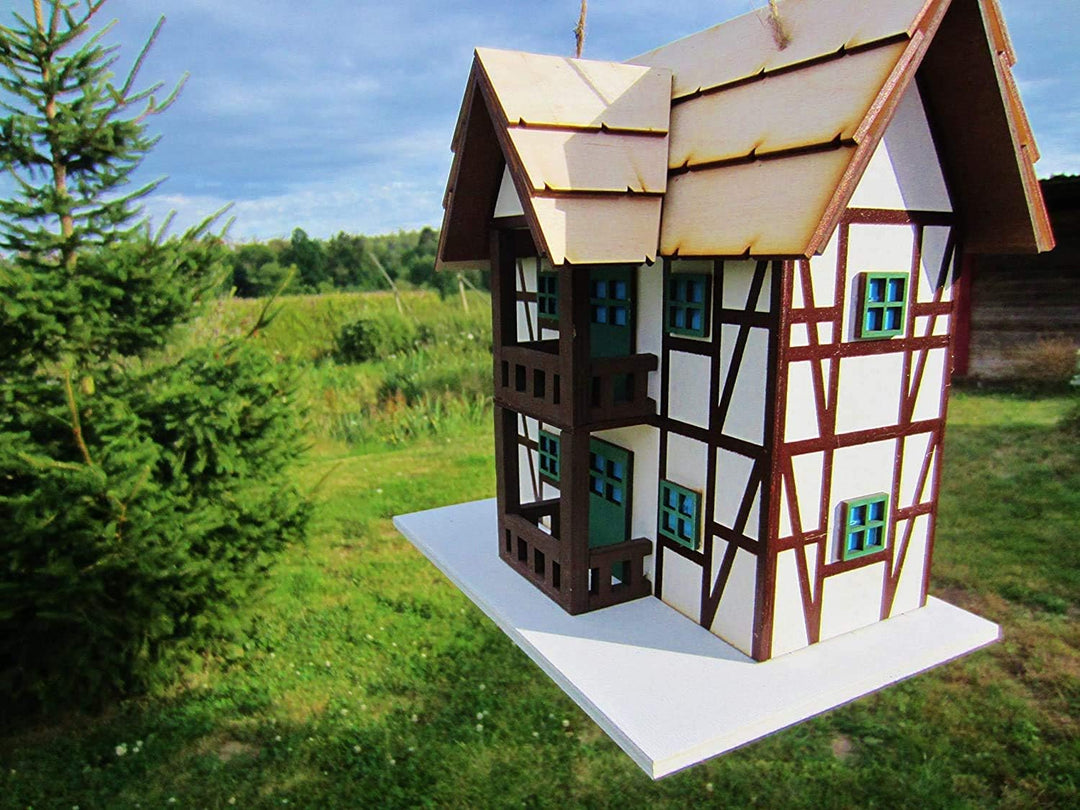 Vogelhaus, Nistkasten, Fachwerkhaus, Vogelhaus zum Aufhängen, für Singvögel wie Spatzen, Meisen, Han