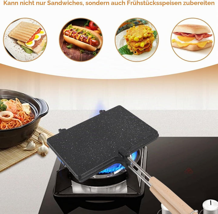 Doppelseitige Bratpfanne, Sandwich-Maker, Grillkäse-Maker, Antihaftbeschichtete Flip-Pfanne, Sandwic