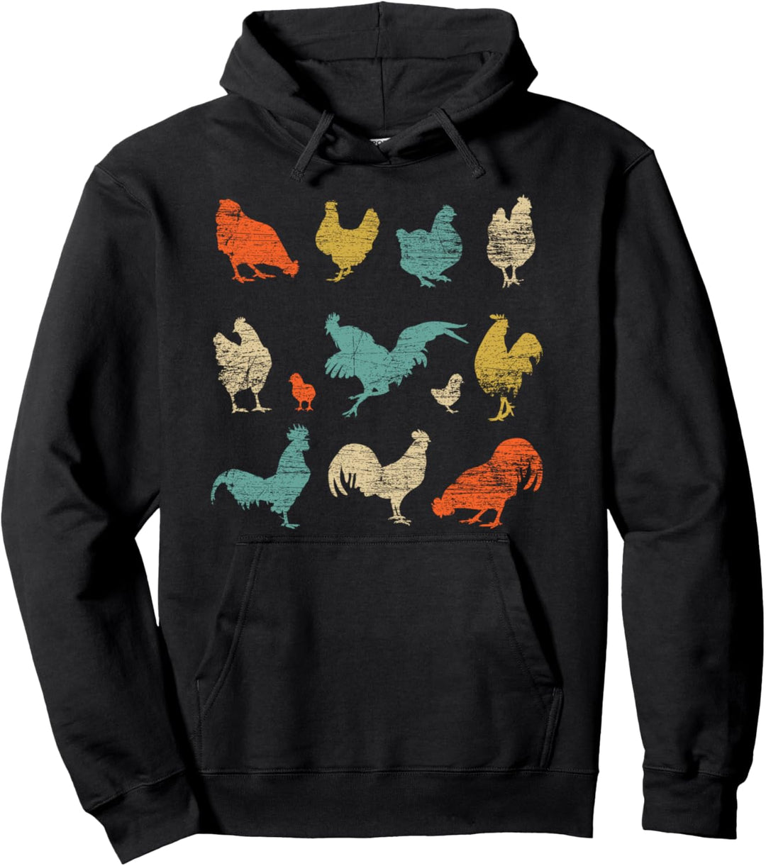 Retro Huhn Pullover Hoodie