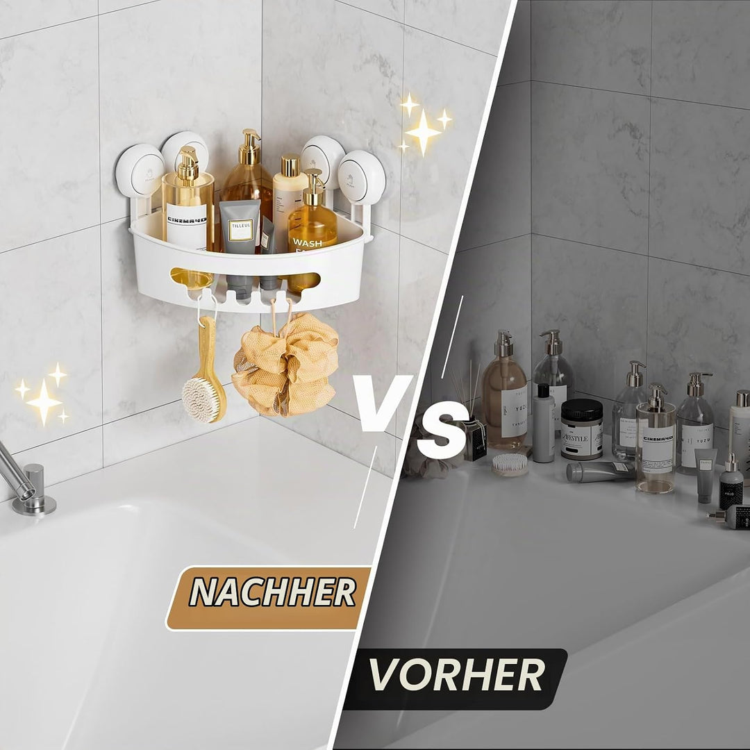 LEVERLOC Ecke Duschablage Saugnapf ohne Bohren Duschorganizer Duschregal Saugnäpfe Duschgel Halterun