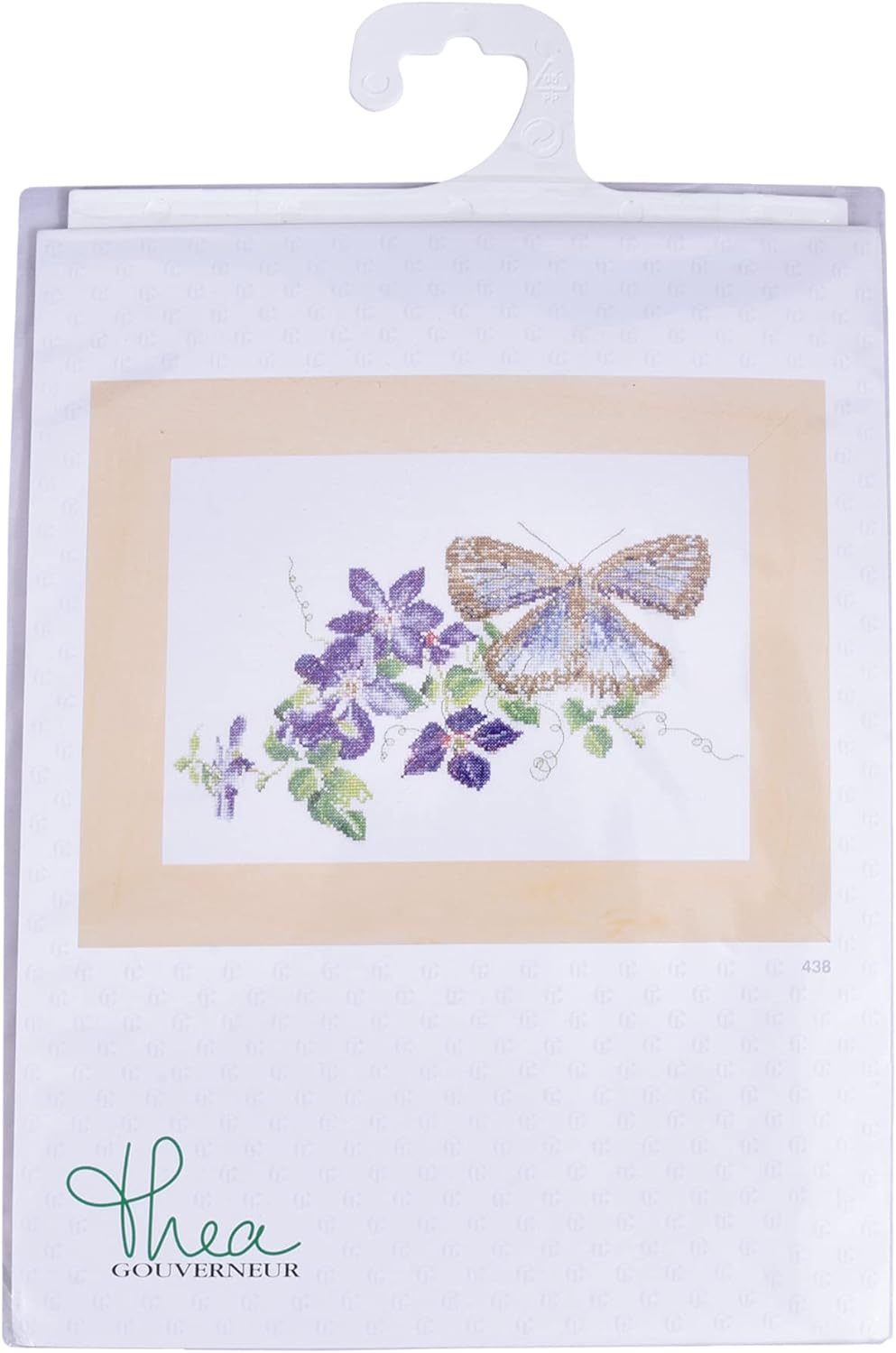 Thea Gouverneur - Kreuzstich-Set - Schmetterling Blaue Klematis - Leinen - 36 Count - Für Erwachsene