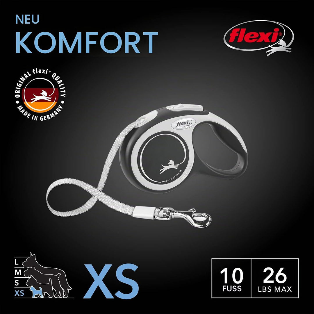 FLEXI New Comfort einziehbare Hundeleine (Klebeband), ergonomisch, langlebig und verhedderungsfrei,