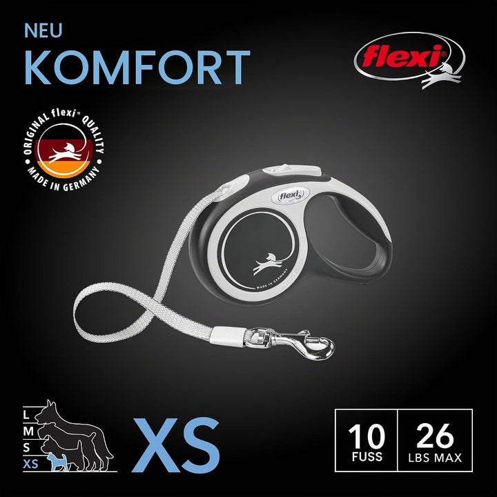 FLEXI New Comfort einziehbare Hundeleine (Klebeband), ergonomisch, langlebig und verhedderungsfrei,