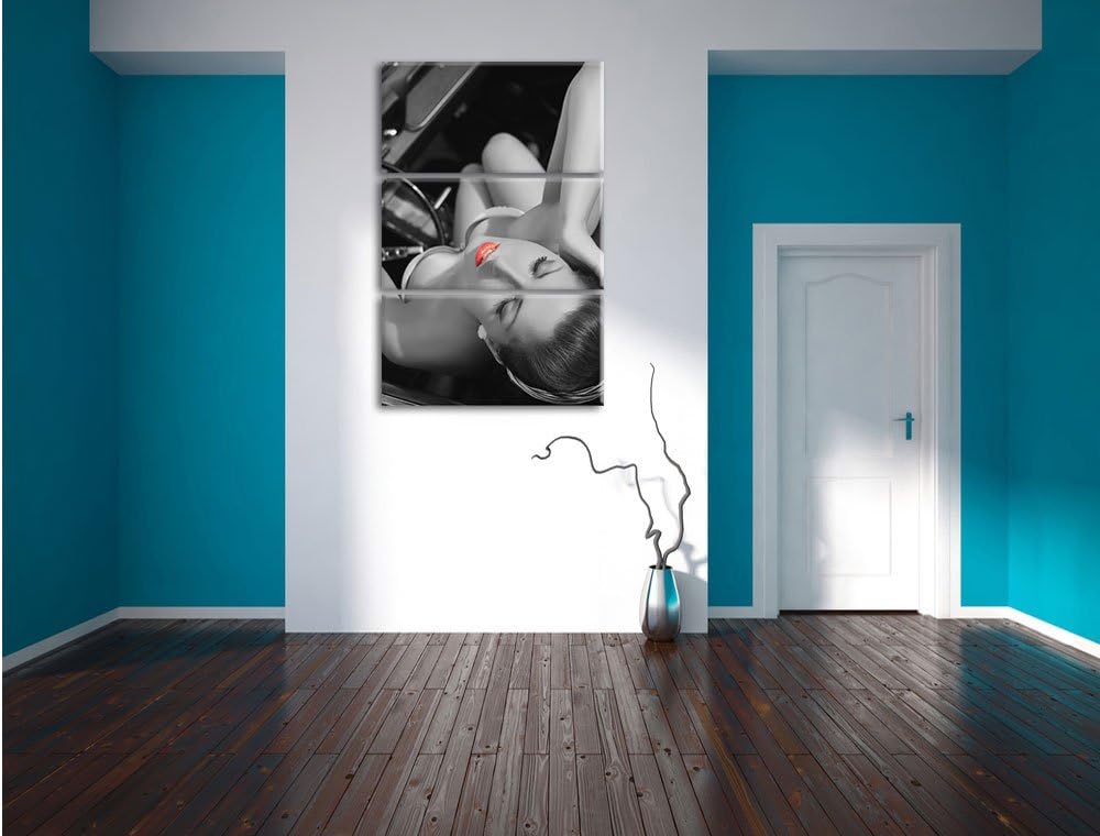 Pixxprint Rockabilly, Retro Style schwarz/weiss 3-Teiler Leinwandbild 120x80 Bild auf Leinwand