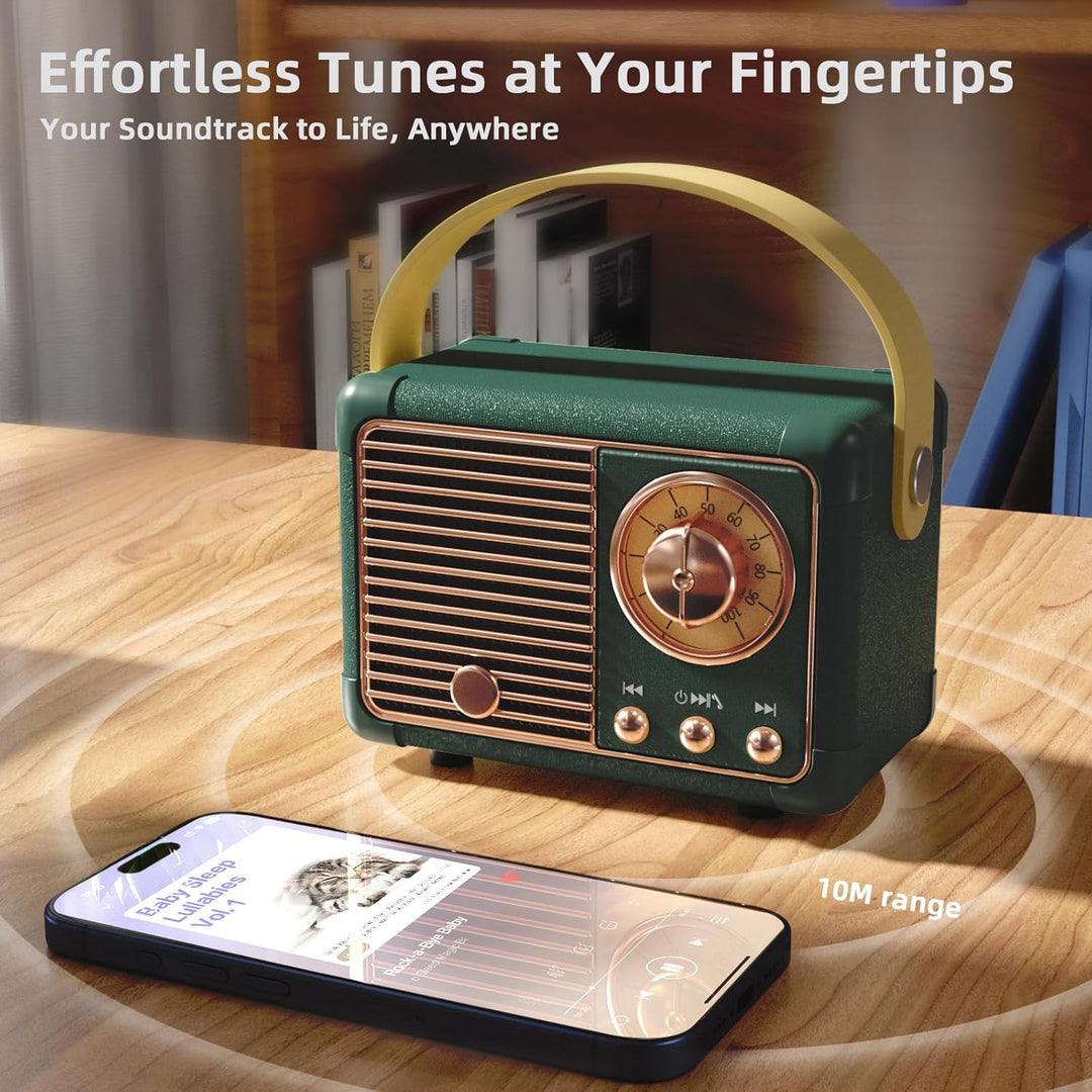 Mini Tragbarer Bluetooth Lautsprecher Coolen Retro Bluetooth Lautsprecher Perfekt für Zimmer Deko,Bü