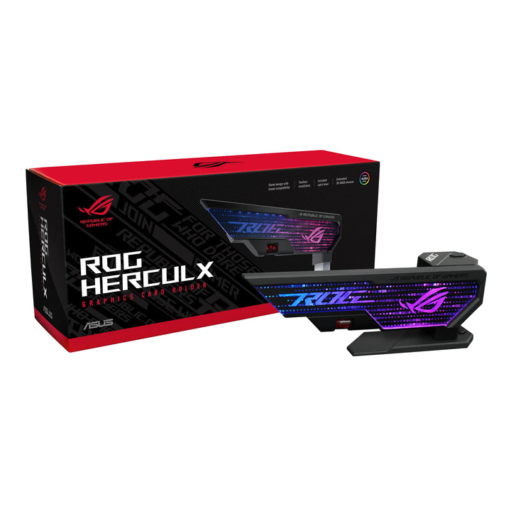 ASUS ROG Herculx Grafikkartenhalter (Stützhöhe 72-128 mm, Montage ohne Werkzeug, integrierte Wasserw