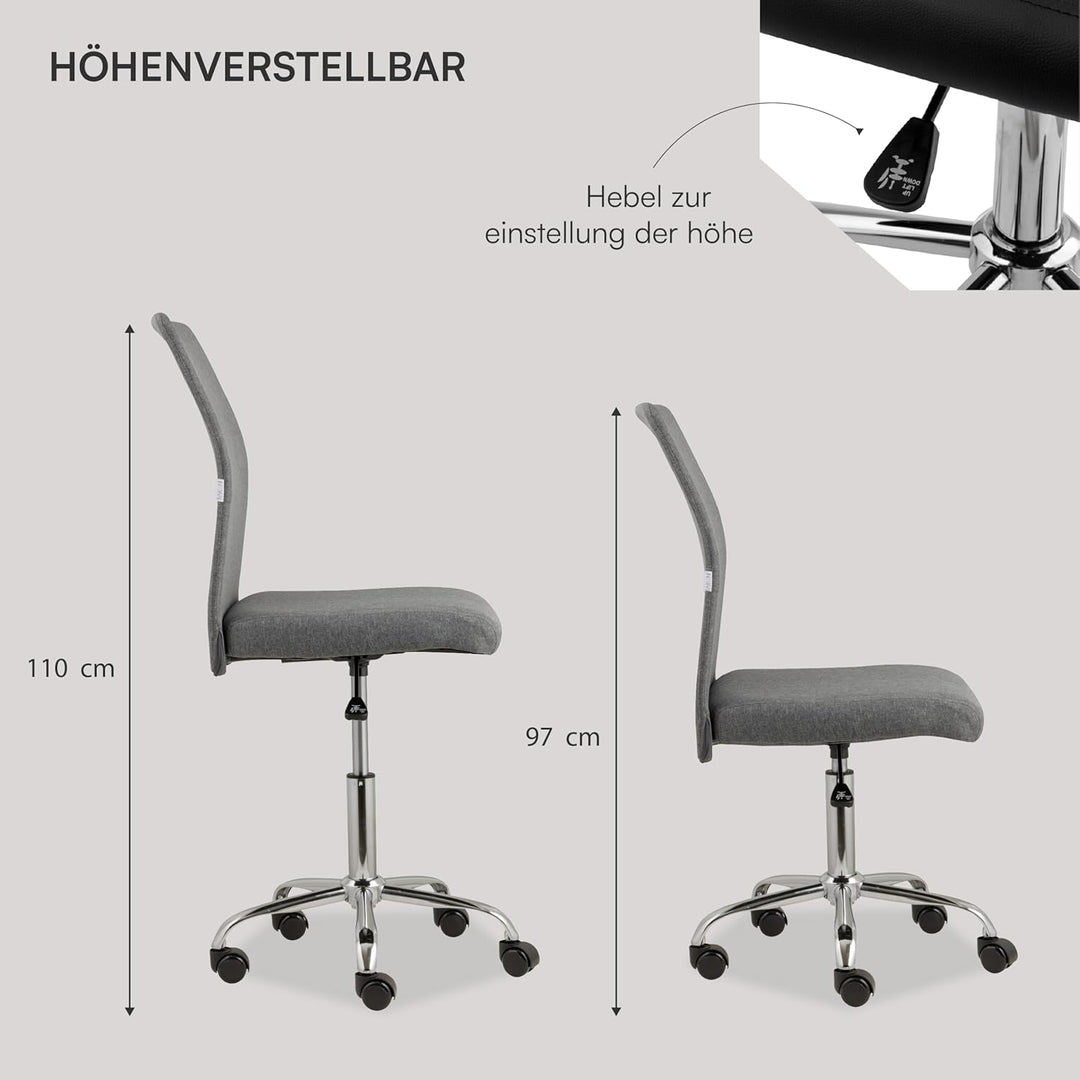 Baroni Home Bürostuhl aus Stoff, gepolsterter Bürostuhl 360° drehbar, Verstellbarer Höhe und ohne Ar