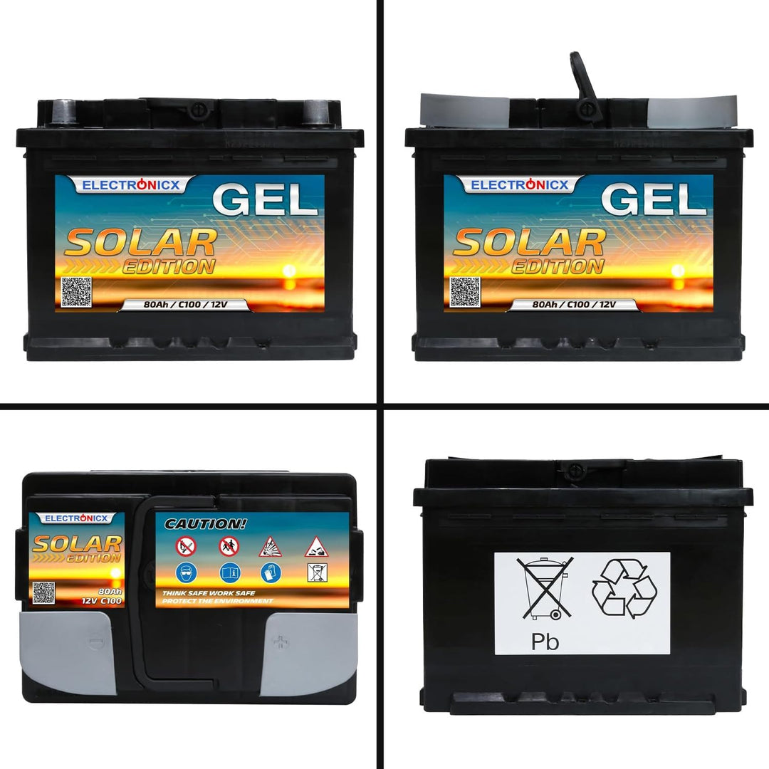 Electronicx GEL Versorgungsbatterie 12V 80Ah – GEL Batterie 12 Volt 80 Ah – Solar Batterie- Wohnmobi