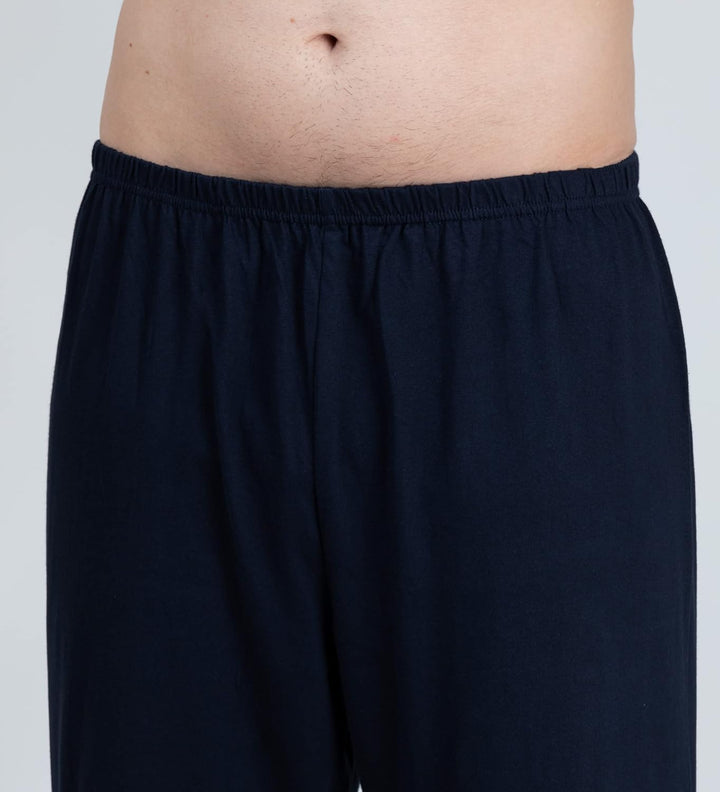 Moonline - Herren Schlafanzug lang aus 100% Baumwolle mit V-Ausschnitt und Streifen-Design M Blau, M
