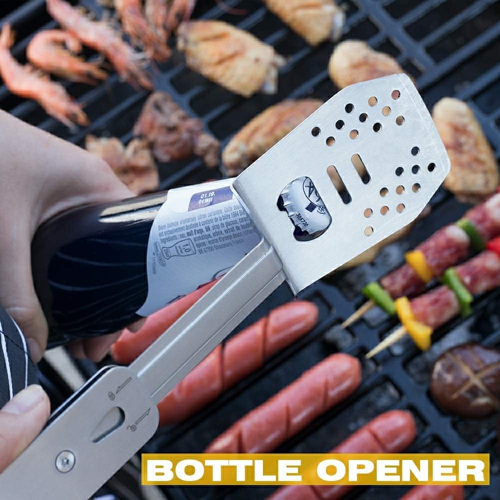 Roxon 4 in 1 kompaktes Mini BBQ Grill-Set mit Spatel, Gabel, Zange und Flaschenöffner für Wandern Ca