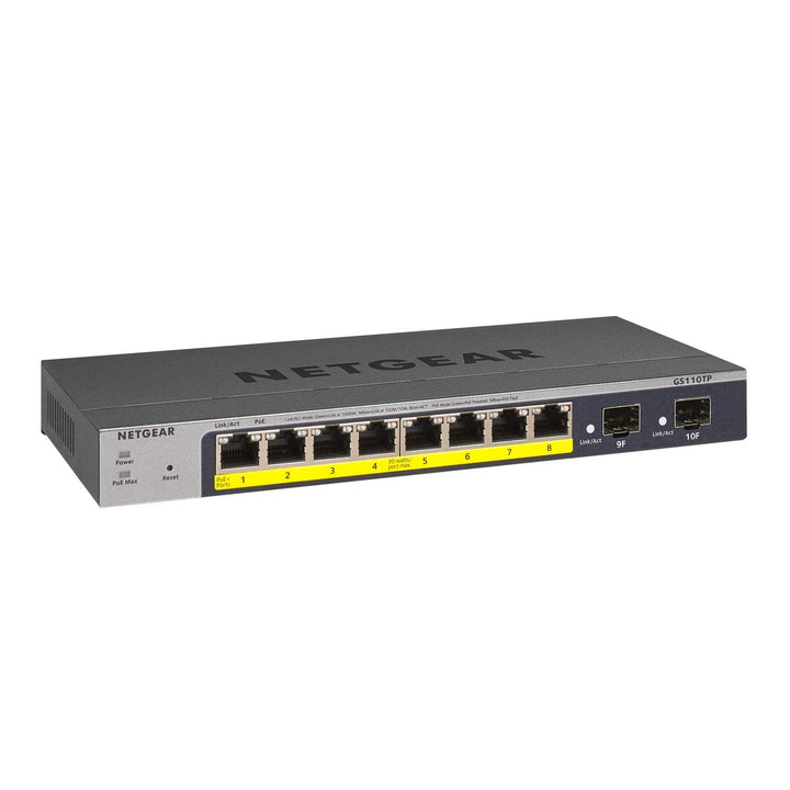 NETGEAR GS110TP 10 Port Gigabit Ethernet LAN PoE Switch Smart (Managed mit 8x PoE+ 55W, 2x 1G-SFP, l