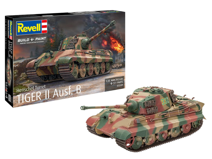 Revell 80-3249 Modellbausatz Panzer 1:35 - TigerII Ausf.B (Henschel Turret) im Massstab 1:35, Level