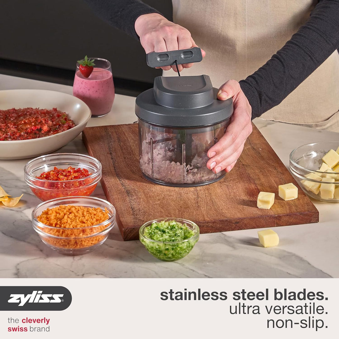 Zyliss Easy Pull Zwiebel­schneider Manuell, 800ml, Multizerkleinerer, Gemüse Zerkleinerer Manuell fü
