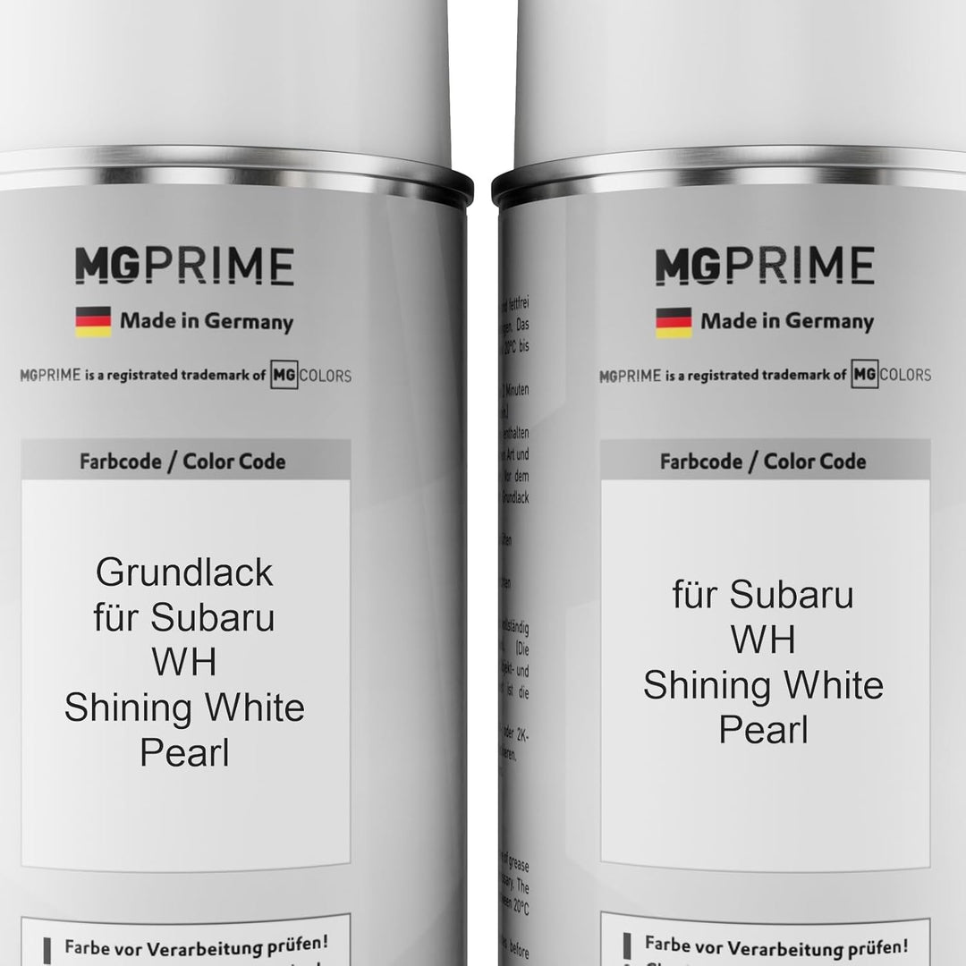 MG PRIME Autolack Sprühdosen Set für Subaru WH Shining White Pearl Grundlack Basislack Klarlack Spra