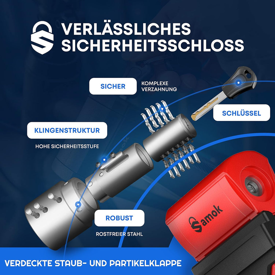 Samok® Fahrradschloss Faltschloss 120cm lang inkl. Halterung - Fahrrad Stahl Schloss faltbar mit Sch