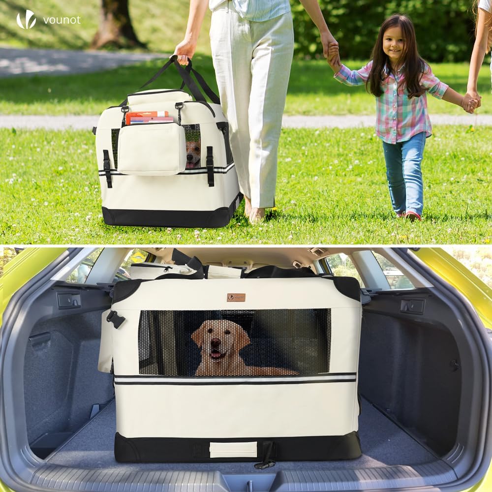 VOUNOT Hundebox faltbar, Transportbox Katze Hunde, Hundetasche, Oxford-Gewebe, Netzstoff, Atmungsakt